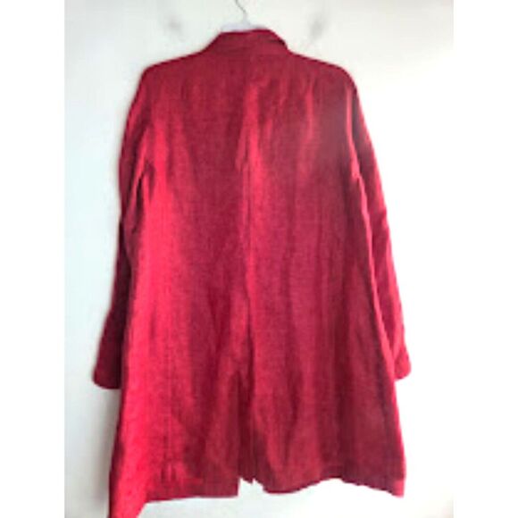 Eileen Fisher Women Burnt Red 100% Organic Linen Doubleweave Jacket size Medium - Picture 2 of 7
